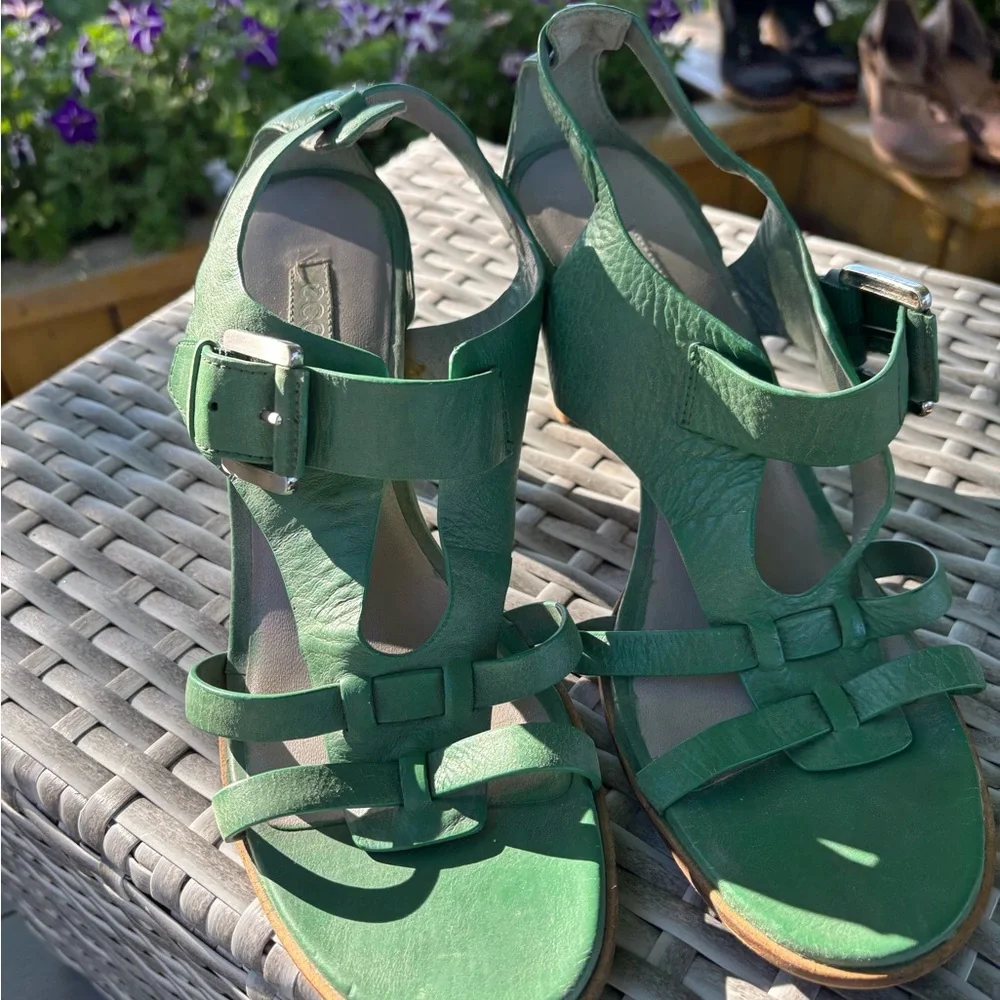 ECCO Women's Green Leather Heeled Sandals - Size 41 - Picture 3 of 9